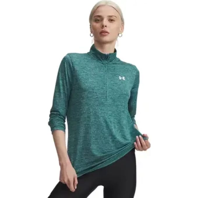 Under Armour Tech 1/2 Zip- Twist-GRN Dames Sporttrui - Rack Groen - Wit