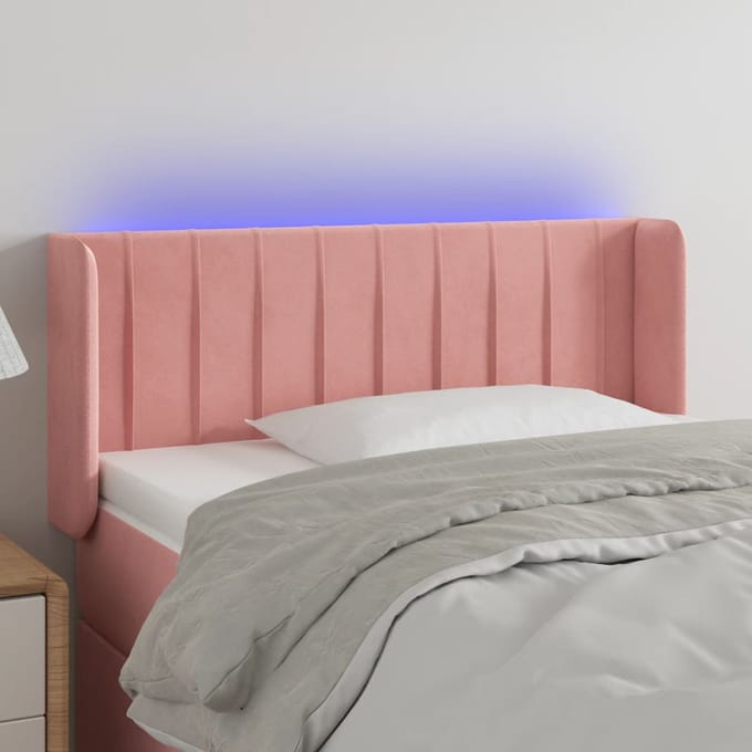 vidaXL - Hoofdbord - LED - 103x16x78/88 - cm - fluweel - roze