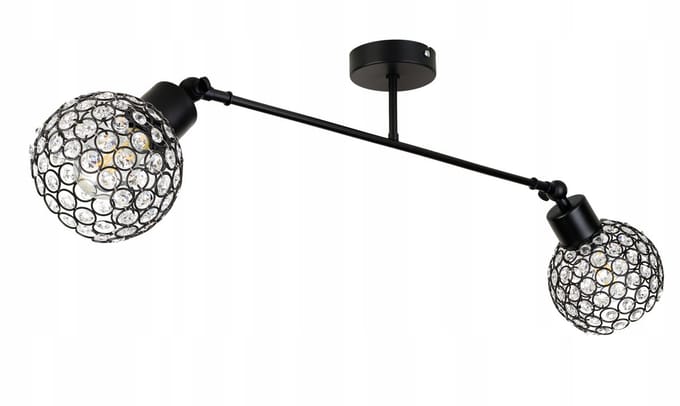 Loft hanglamp met 2xE27 fitting, verstelbaar, zwart metaal