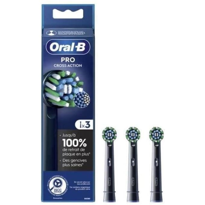 Brossettes pour brosse a dents Oral-B Pro Cross Action Noire - 3 unités