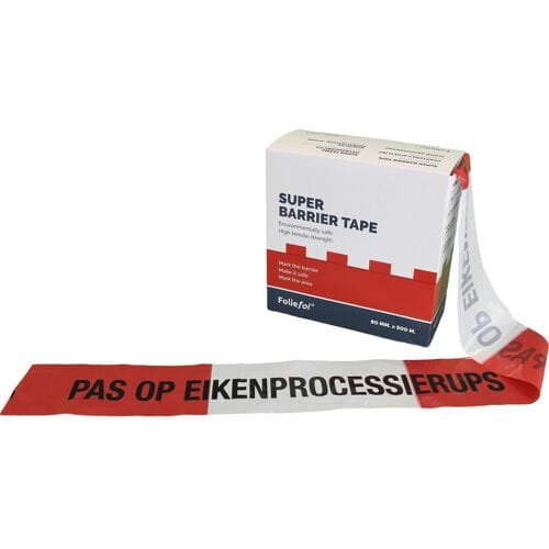 Berdal Afzetlint "pas op eikenprocessierups" rood/wit 500m