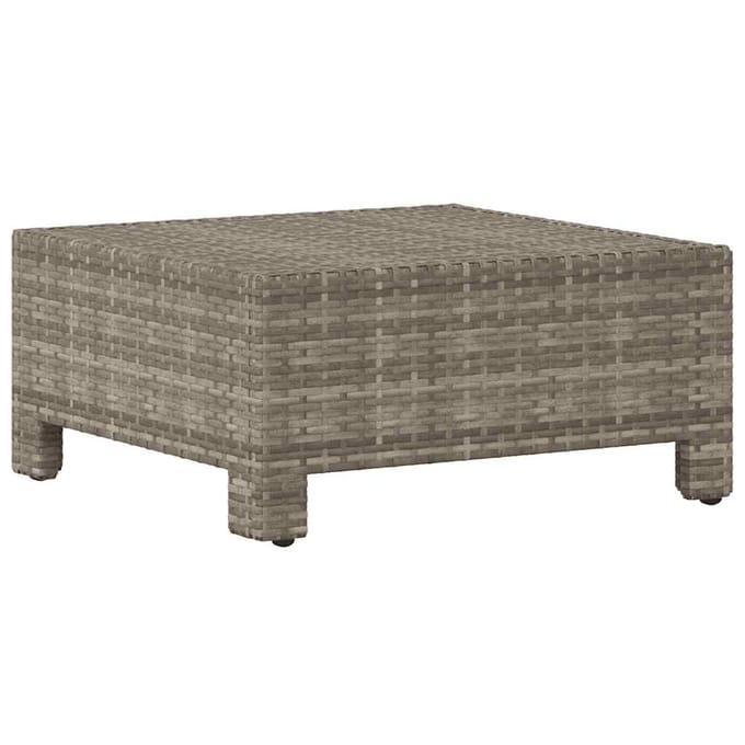 vidaXL - Tuinvoetenbank - met - kussen - grijs - poly - rattan