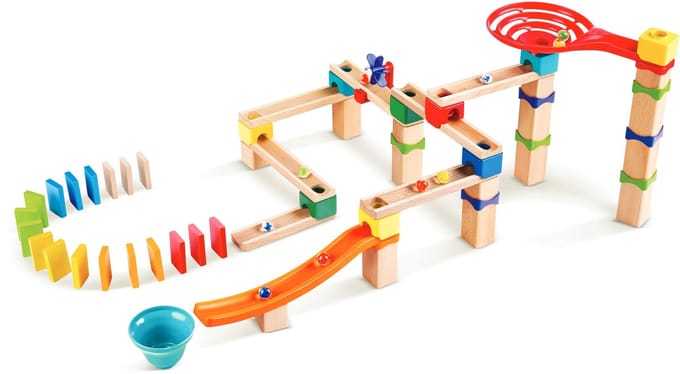 Hape Knikkerbaan met Domino - Rasante Murmelbaan Bouwset 81 Delig, 3 Jaar+