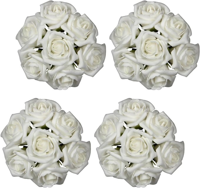 Ideas4seasons Rozen - 42x stuks - foam - 9 x 3 cm - creme wit - diy - bruiloft decoratie