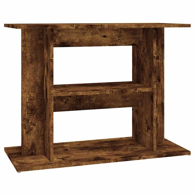 vidaXL - Aquariumstandaard - Gerookt - Eikenhout - 80x35x60 - cm - Bewerkt - Hout
