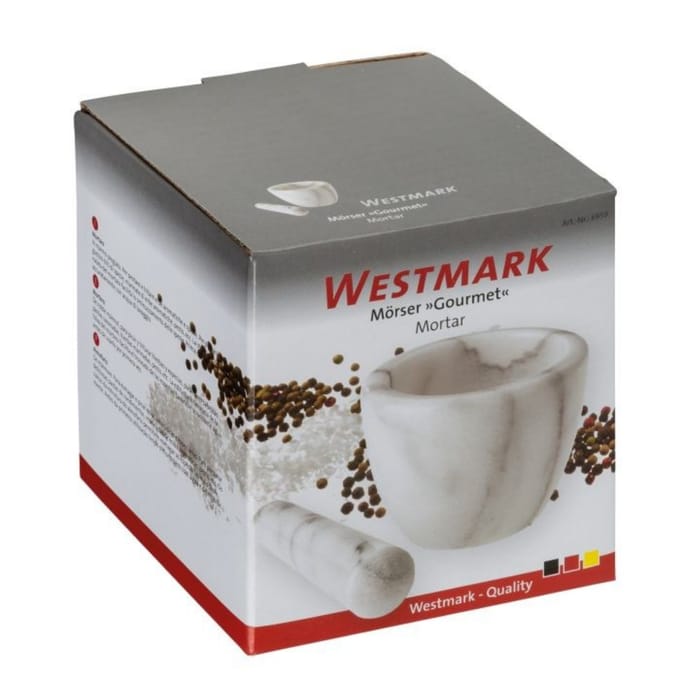 Westmark Vijzel met stamper van marmer, hoog, binnendiameter: ca. 7,5 cm, Gourmet, wit/grijs, 69592260