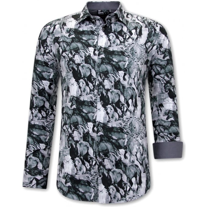 Dierenprint Blouse Heren - 3119 - Grijs