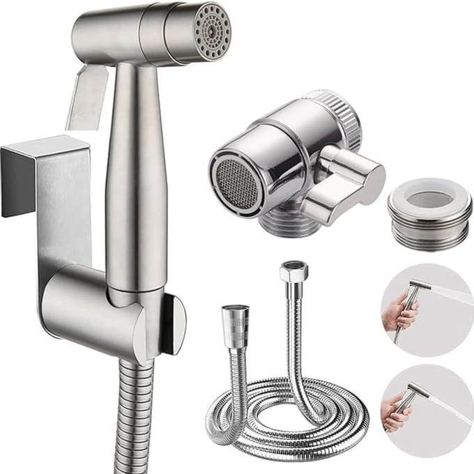 Bidet - Handdouche - Met Kraandispenser- Sproeier - Handheld - RVS - Multifunctioneel - Zilver