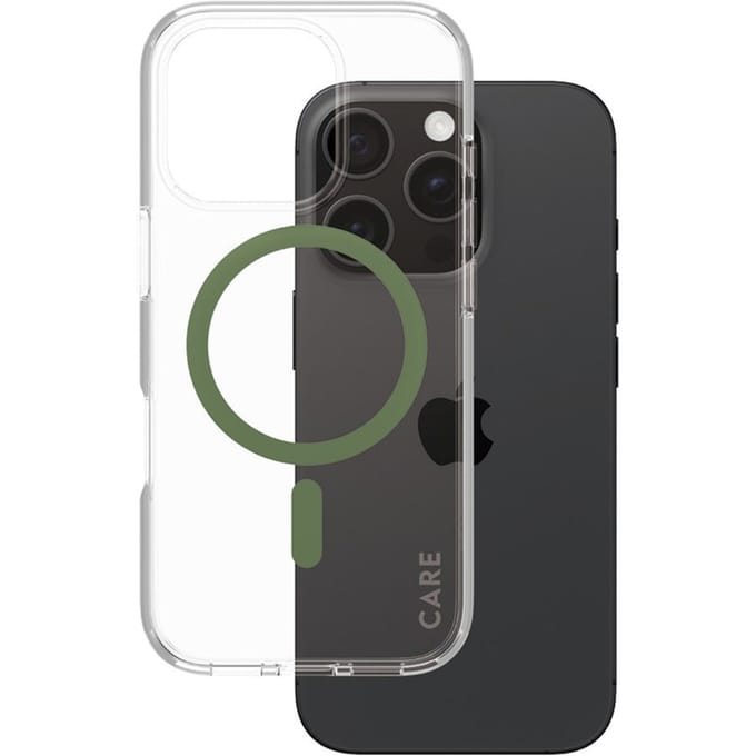 CARE by PanzerGlass Flagship Case - Transparant Urban Combat w. - Groen MagSafe iPhone 16 Pro