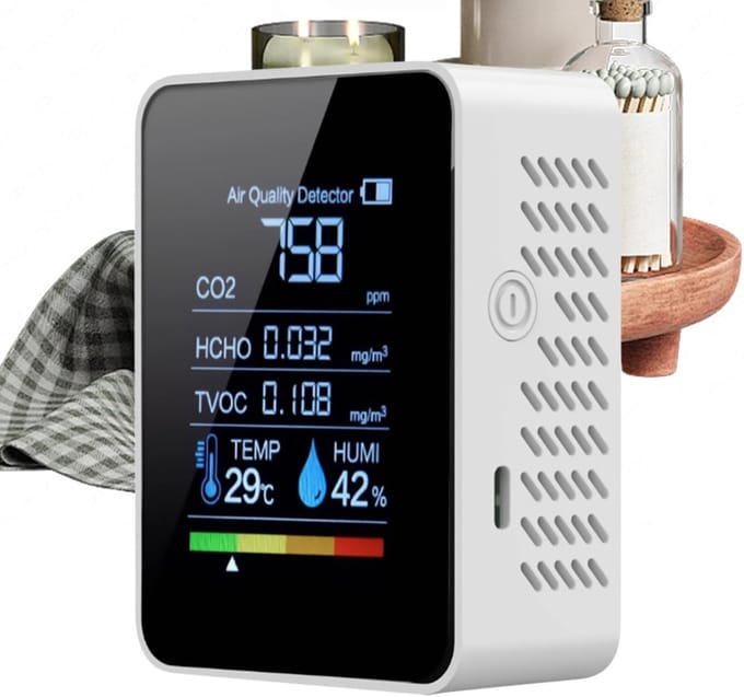 Luchtkwaliteit Monitor - CO2 Meter - Veiligheid Meting - Realtime Data - 9x4x7cm