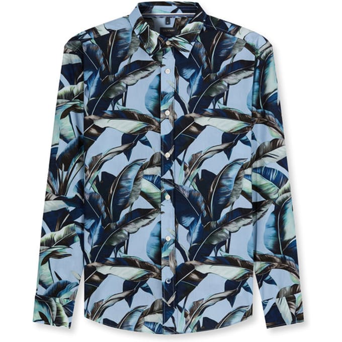 OLYMP Casual Overhemd, Regular Fit, Kent, Bleu