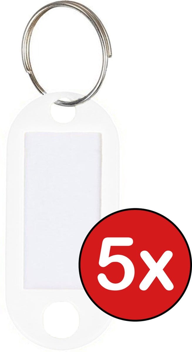 Sleutellabels Sleutelhanger Bagagelabel Sleutellabel Gekleurde Naamlabels Label - Wit - 5 PACK