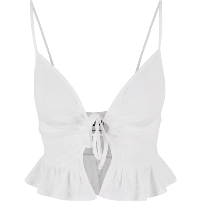 Urban Classics - Waffle Pique Ruffle Crop top - 5XL - Wit