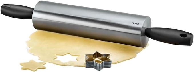 Deegroller RVS - Bakroller - Koekjes Bakken - Met Kogellagers - 46 cm - Zilver