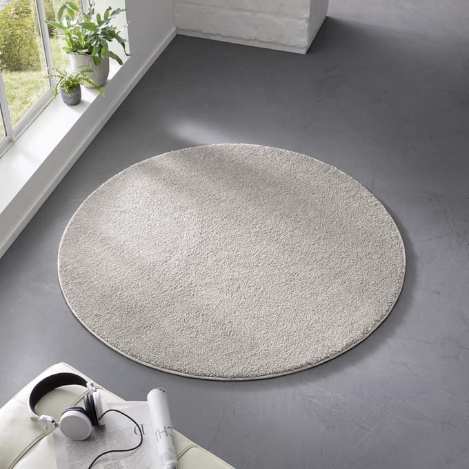 Rond vloerkleed effen - Qualis grijs 160