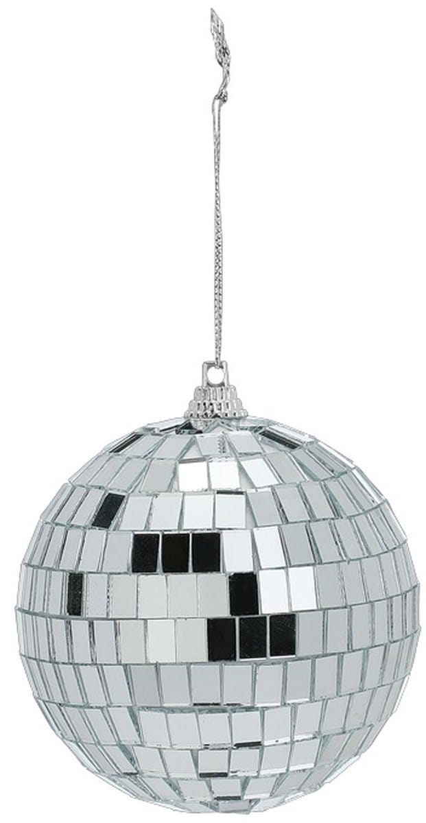 Inge Christmas Decor Disco kerstbal - zilver - D9 cm - glas/foam - discobal/discobol - kerstversiering