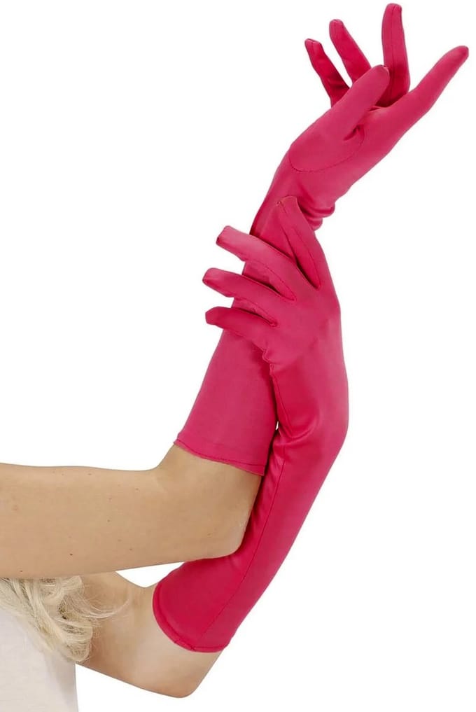 Roze handschoenen neon lang
