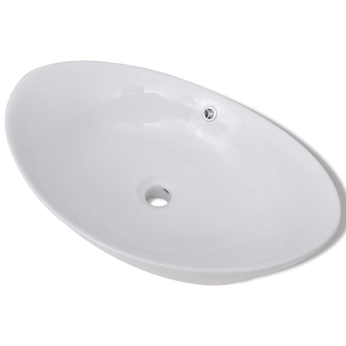 vidaXL - Keramische - wastafel - ovaal - - 59 - x - 38,5 - cm