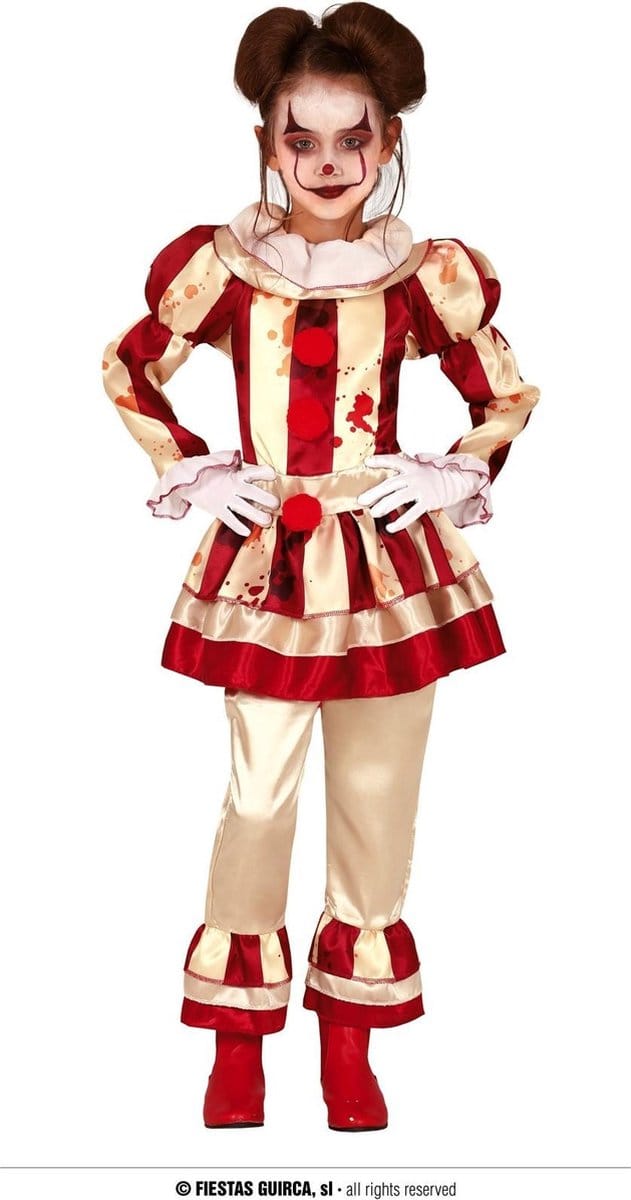 Fiestas Guirca - Striped Clown Girl (7-9 jaar)