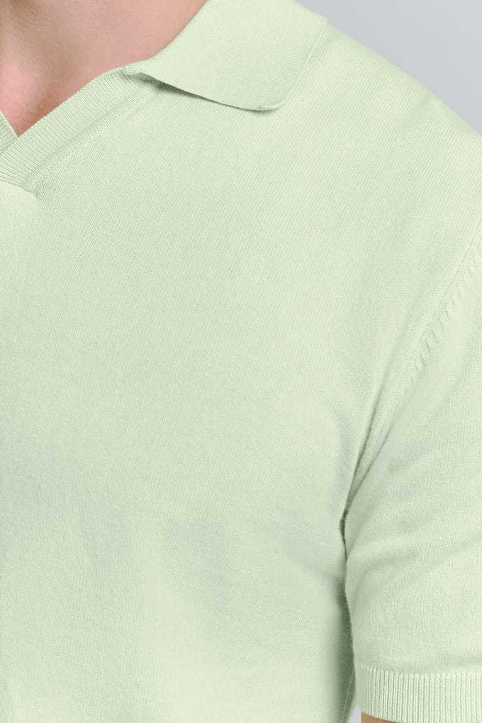 No Excess Pullover Short Sleeve Polo V Solid Mint Maat: XL | Sweaters Outlet | Heren | Groen