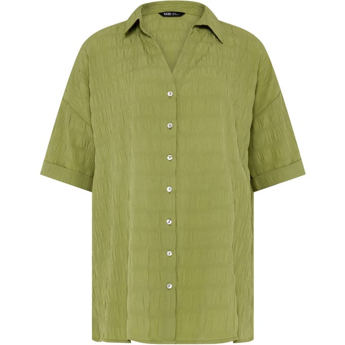 Yours Groen Getextureerd Shirt Size 44
