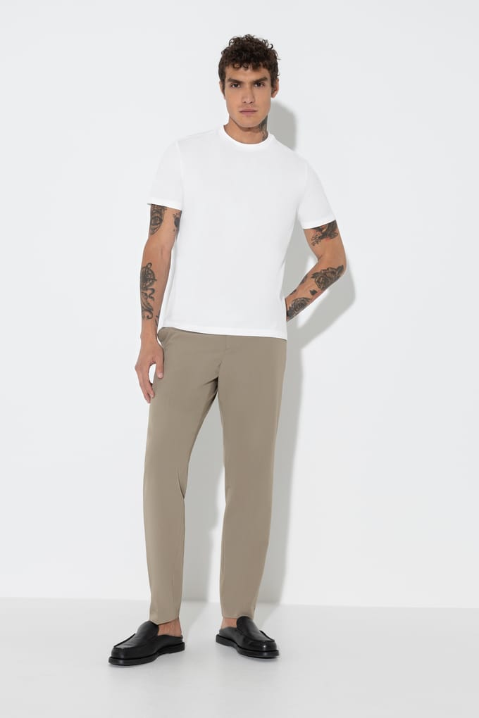 Crew Neck Shirt Serie Cotone Stretch Wit