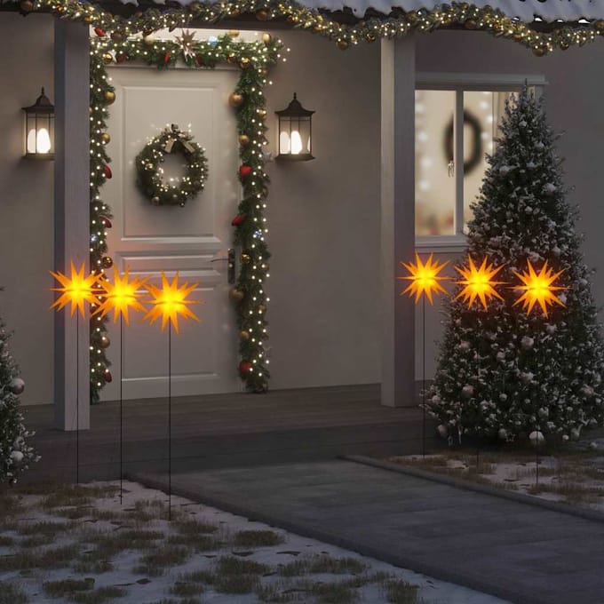 vidaXL - Kerstlampen - met - grondpin - en - LED's - 3 - st - 35 - cm - geel