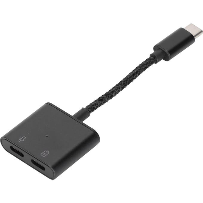 2 in 1 Type C naar Type C o Adapter Type C naar AUX-aansluiting met USB C PD 60W Snel Laadadapter zwart