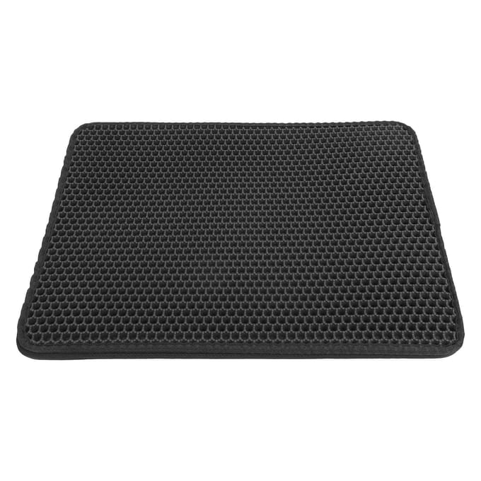 Tapis de litière pour chat double couche antidérapant et anti-éclaboussures(S ) black