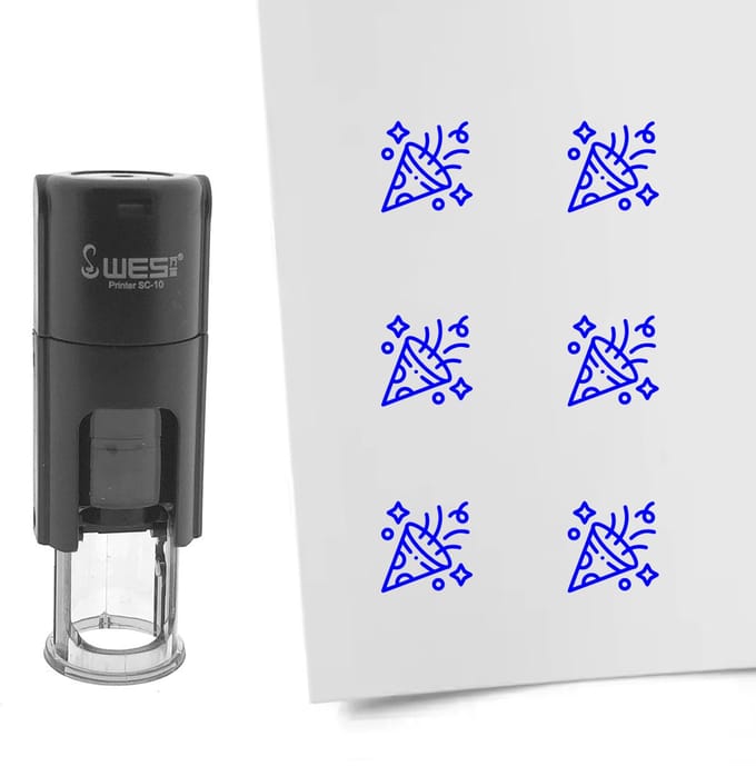 CombiCraft Stempel confetti 10mm rond blauwe inkt - per 1 stuk