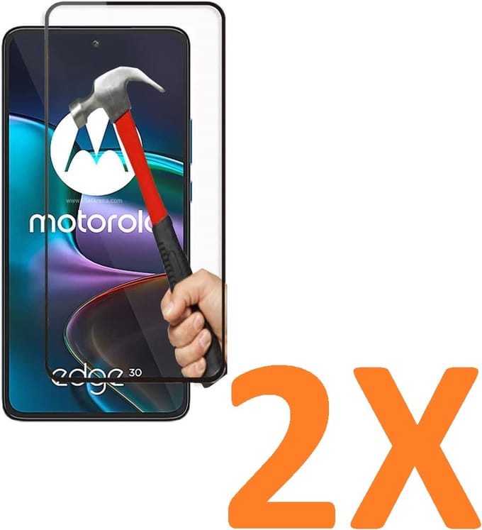 Screenprotector Glas - Full Coverage Tempered Glass Screen Protector [volledige dekking] Geschikt voor: Motorola Moto Edge 30  - 2x