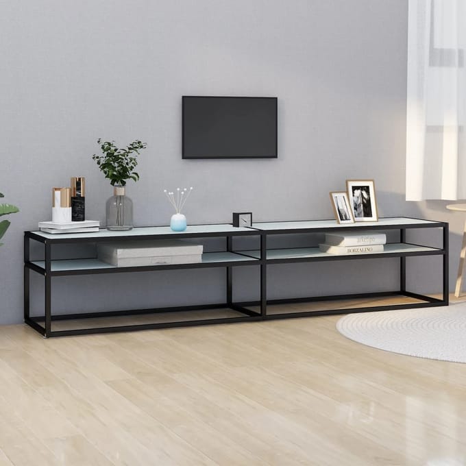 vidaXL - Tv-meubel - 200x40x40,5 - cm - gehard - glas - witmarmerkleurig