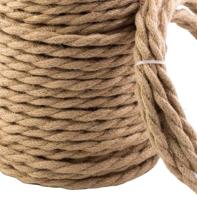 3-core linen electric cable 3 x 0.75 mm² 5 m wire rope twisted textile sheath fabric power DIY stroomkabel 3 aderige