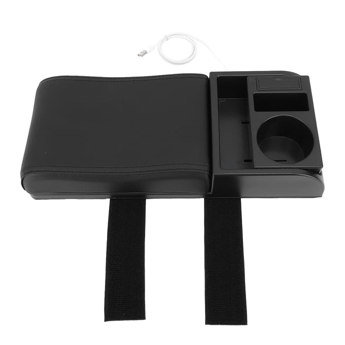 Auto Middenconsole Armsteunkussen met USB-interface Multifunctionele Verstelbare Breedte Armsteun black