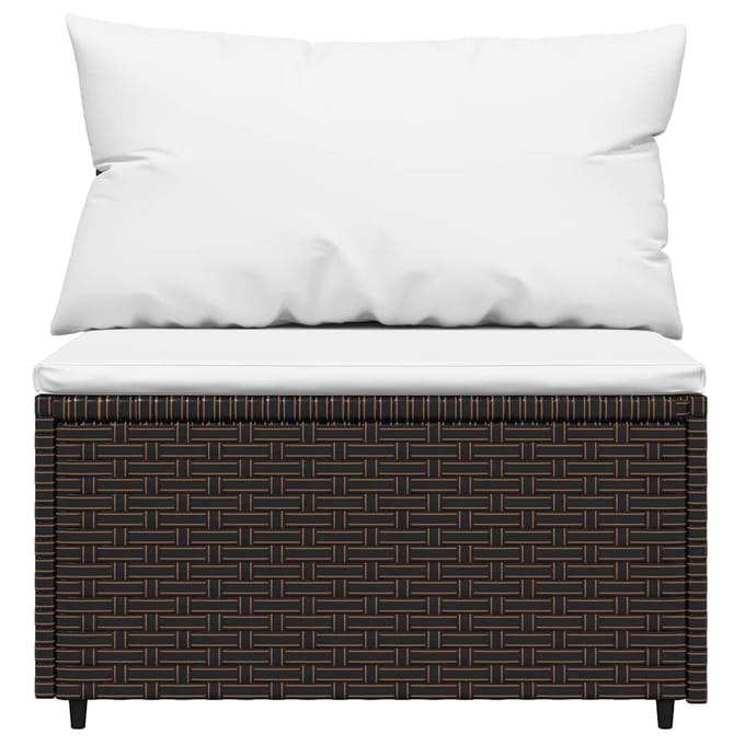 vidaXL - Tuinmiddenbank - met - kussens - poly - rattan - bruin