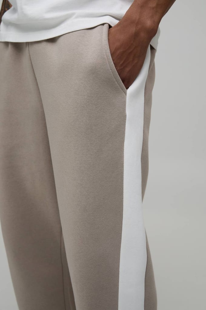 Straight Fit Paneel Joggingbroek | Stone | Size 5XL