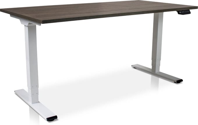 Zit-sta bureau elektrisch verstelbaar - MRC COMFORT NEN-EN 527 | 160 x 80 cm | frame wit - blad bruin eiken