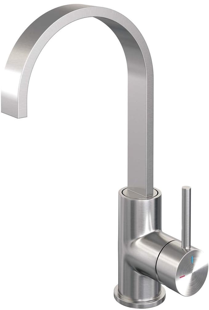 Brauer Brushed Edition Hoge Opbouw Wastafelmengkraan met Draaibare Platte Uitloop Model A RVS Geborsteld PVD