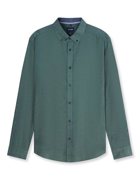 OLYMP Casual Overhemd, Regular Fit, Button-down, Grijsgroen
