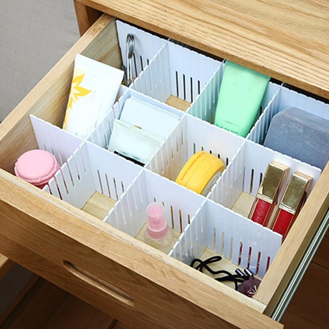 5 Stuks Doe-het-zelf Plastic Lade Organizer Verstelbare Ladeverdelers Scheiders (50*11cm) white