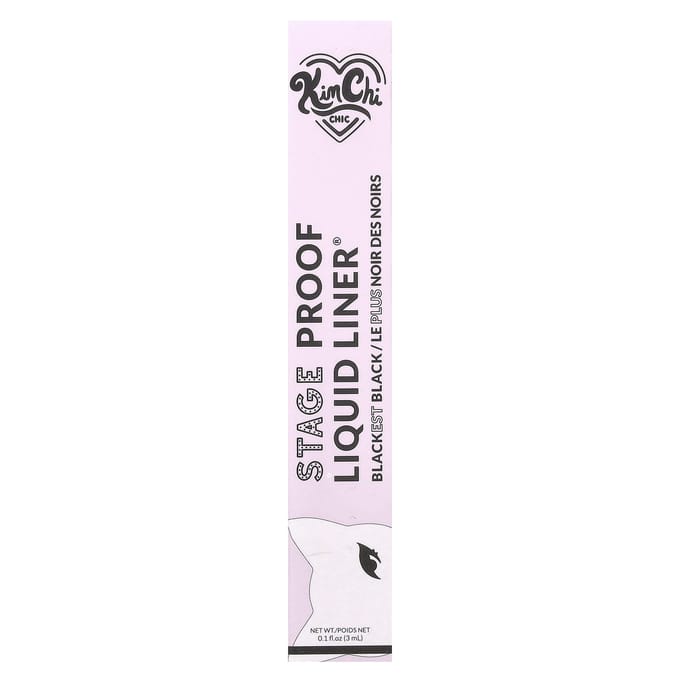 KimChi Chic Beauty, Stage Proof Liquid Liner®, 02 Felt Tip Brush, Blackest Black, 0.1 fl oz (3 ml) white