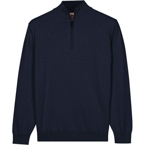 Baileys Trui Solid Color Half Zip Single Knit Dark Blue / male