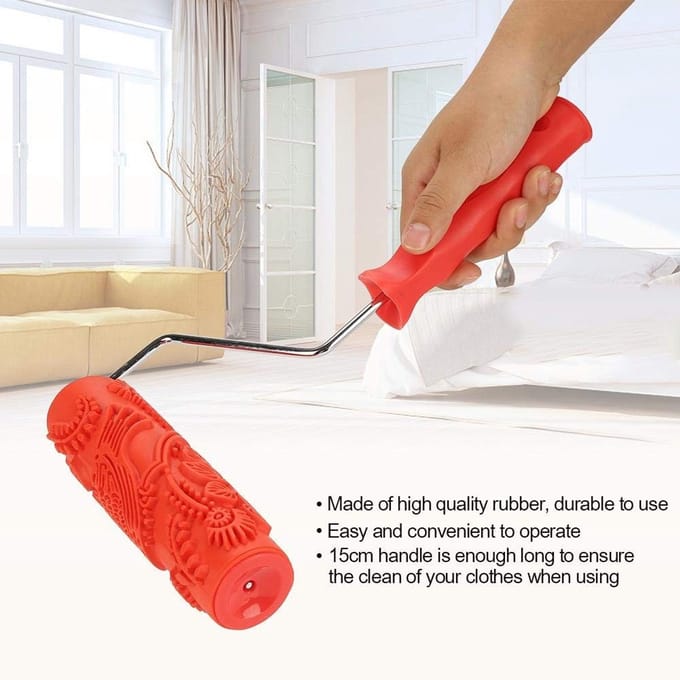 Dailygoods- Verfroller 18 cm - Decoratieve Roller - Rubber - Lichtgewicht - Schilderen - Comfortabele Grip - Duurzaam - Schilderroller