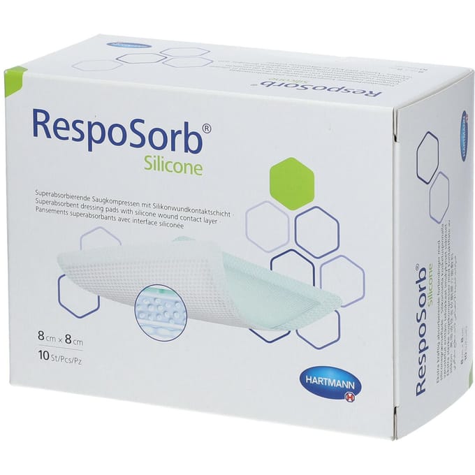 Hartmann Resposorb Silicone 8x8cm 10 Compressen