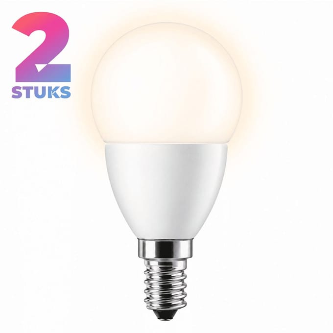 2x Kogel Led-lamp E14 - 5W - Daglicht (6500K) - 470 lm - 10 jaar - Niet Dimbaar