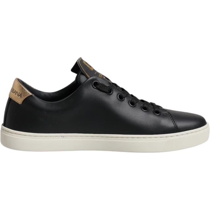 Dolce & Gabbana Zwarte Leren Gouden Rode Hart Sneakers Schoenen