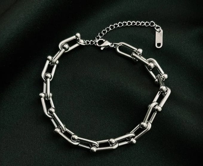 Style King - U Chain Schakelarmband van RVS - 17.5cm + 2.5cm