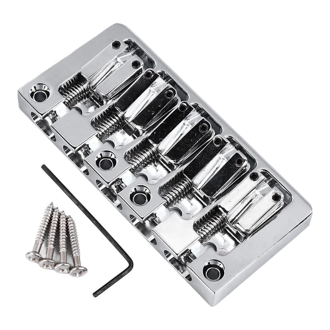 Chevalet de basse Flip Top Micro Réglable 5 Cordes Remplacement de Chevalet de Basse pour Pratique Performance Argent gray