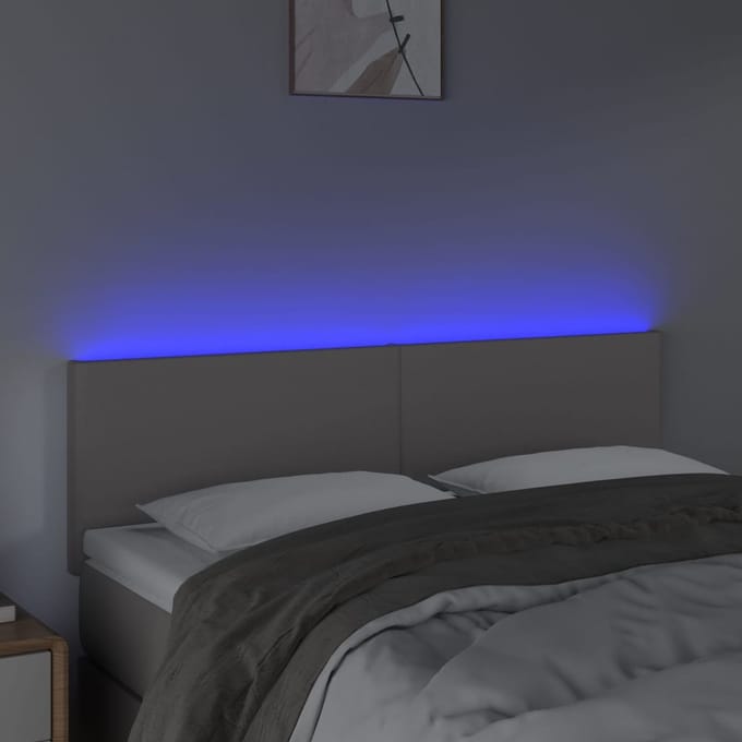 vidaXL - Hoofdbord - LED - 144x5x78/88 - cm - kunstleer - grijs