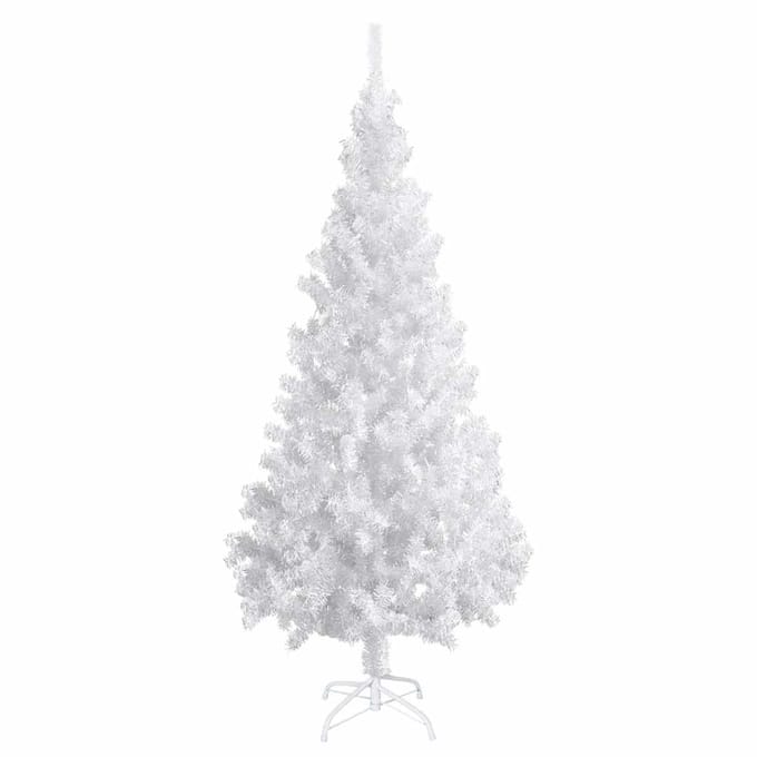 vidaXL - Kunstkerstboom - met - verlichting - en - kerstballen - 180 - cm - PVC - wit